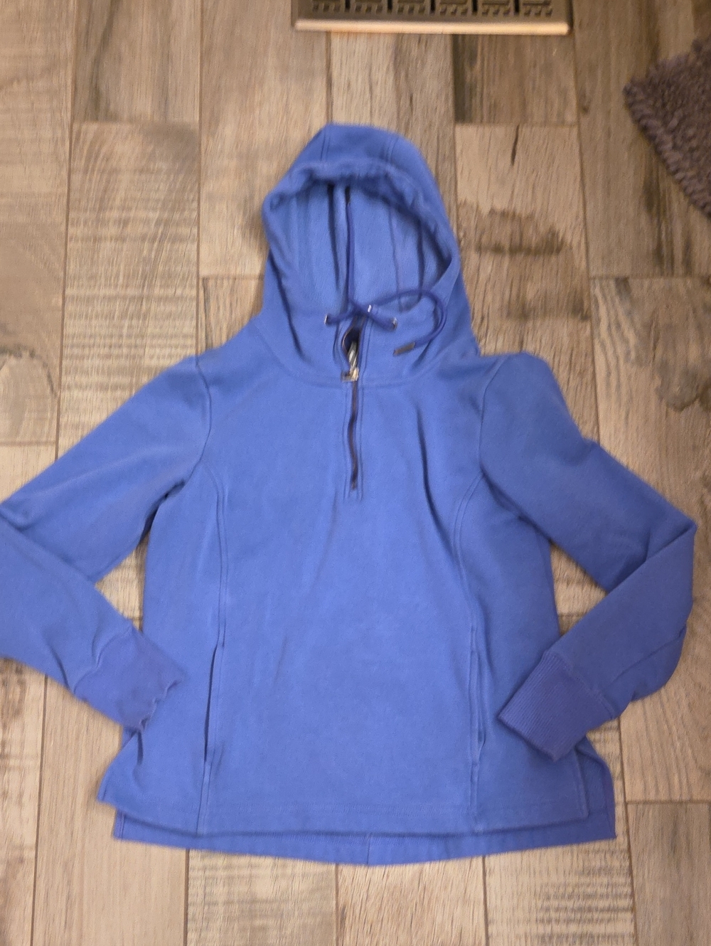 Blue Hooded Women's Pullover Sweater